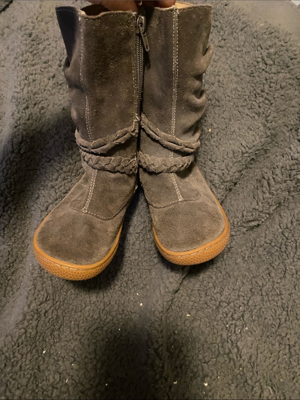 Livie & Luca Gray Suede Kids Boots with Tan Soles